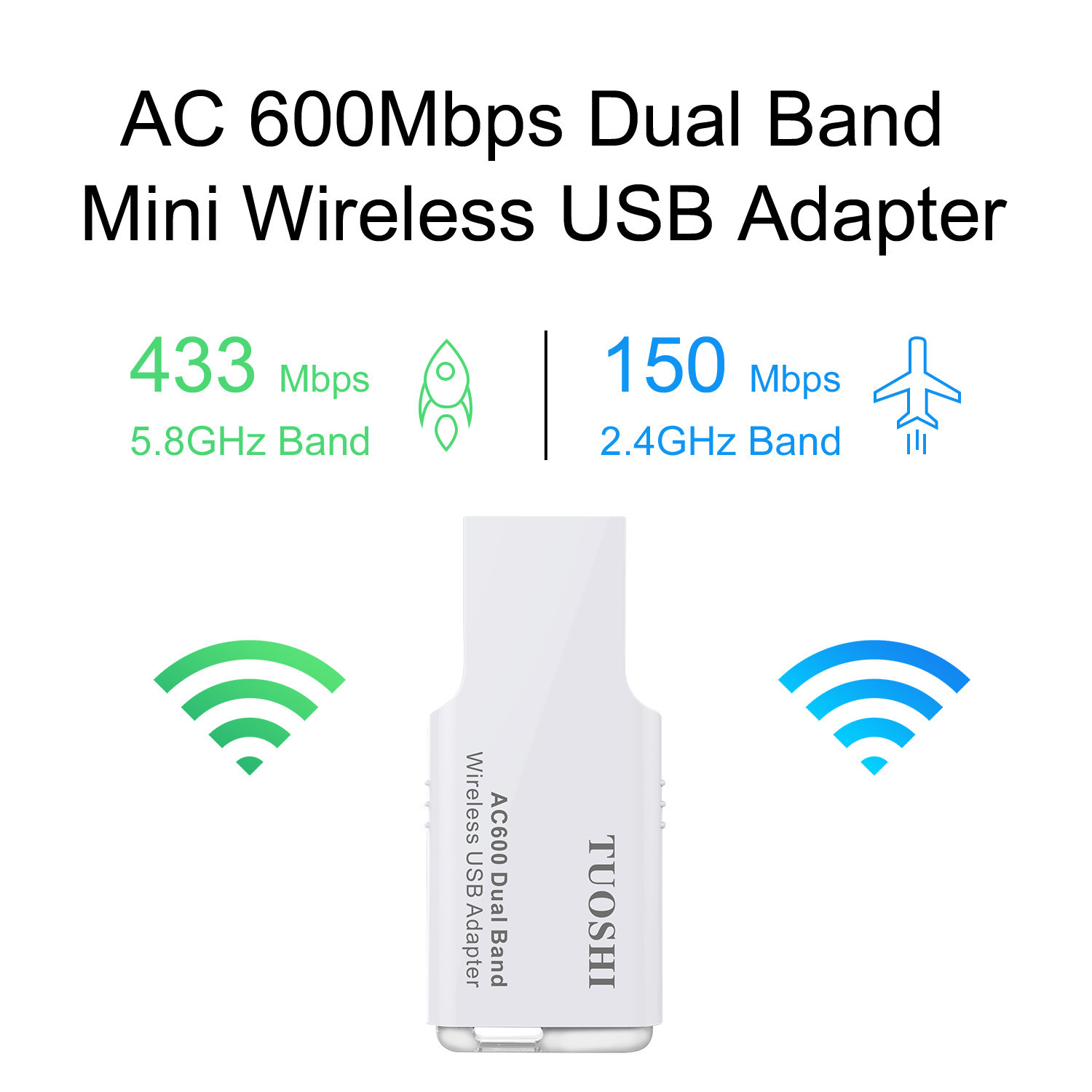600Mbps USB Outdoor WiFi Antenna PC Desktop Computer Ethernet Wifi Dongle