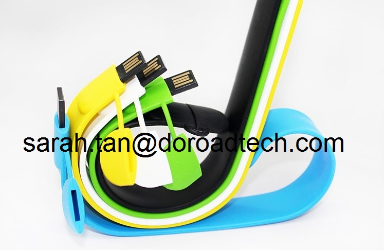 Silicone Bracelet USB2.0 Flash Pen Drive Customized Logo Printing