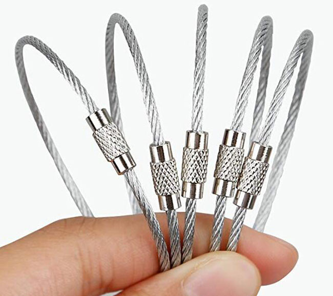 Durable Sturdy Cable Loop Key Ring For Outdoor Hiking 7 * 7 Wire Construction