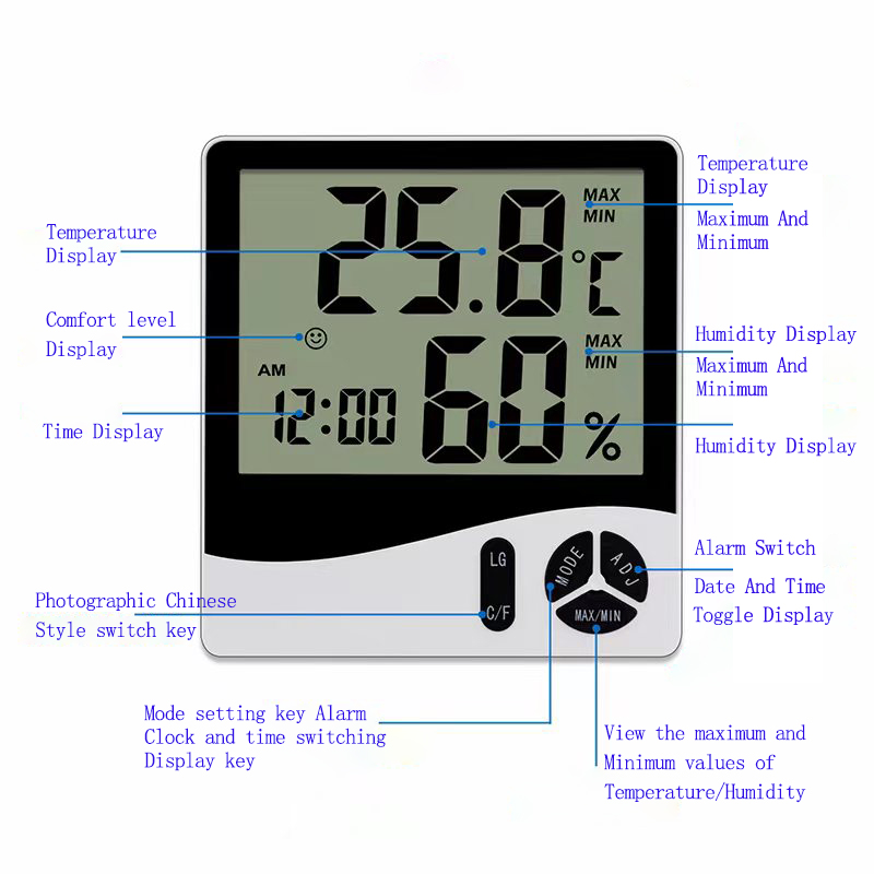 WS1011 Mini Indoor LCD Digital Temperature Hygrometer Meter With Suction Iron / Hook Placement