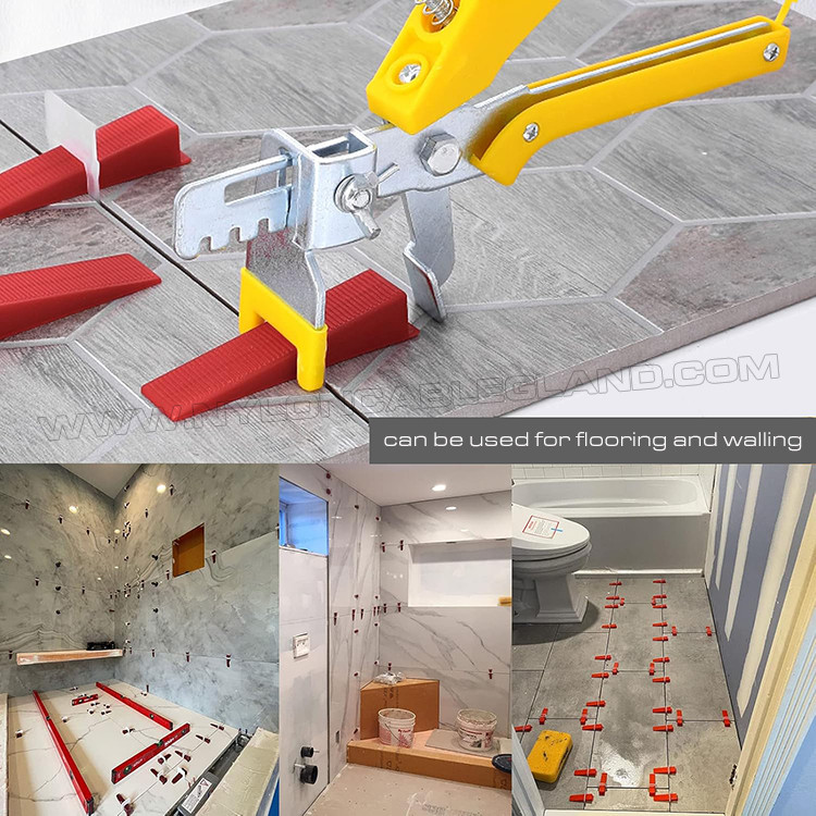 Plastic Tile Leveling System White Tile Leveling Spacer Clip 1.5mm (1/16") with Plier & Wedge, 500 pcs/bag, fit for 3-12mm Thick Tiles