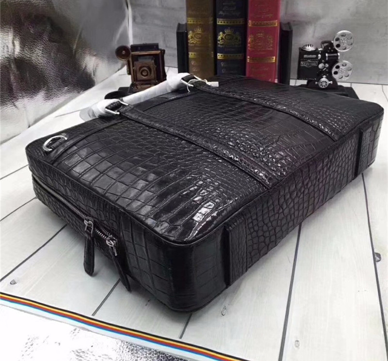 Business Style Genuine Crocodile Belly Skin Men's Working Bag Briefcase Exotic Real Alligator Leather Male Large Handbag