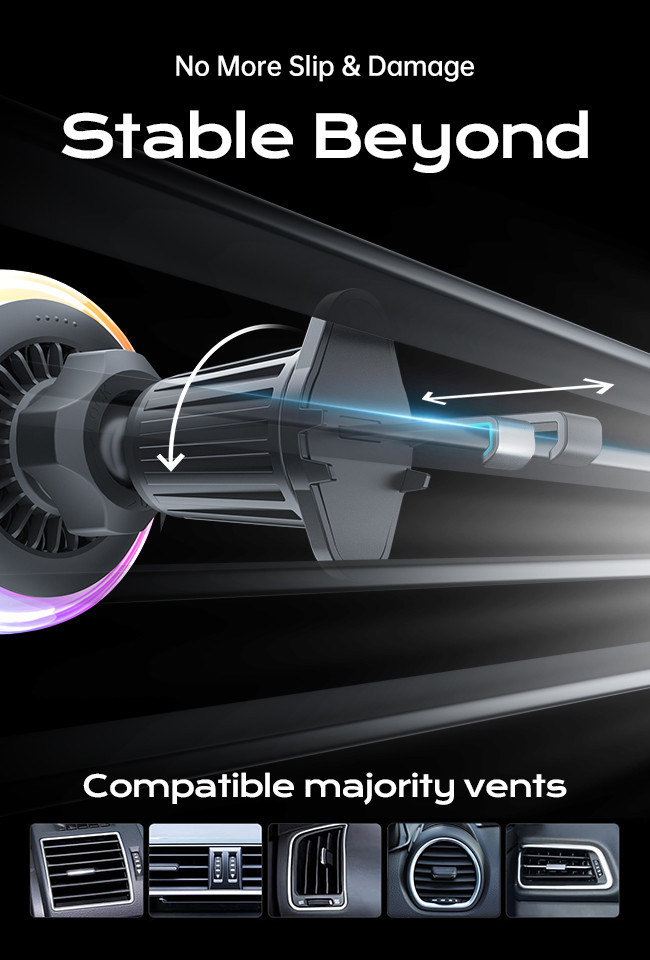 Crystal Texture Car Wireless Charger With Frosted Lens And Blower Design For Unique Design And Strong Magnetic Suction