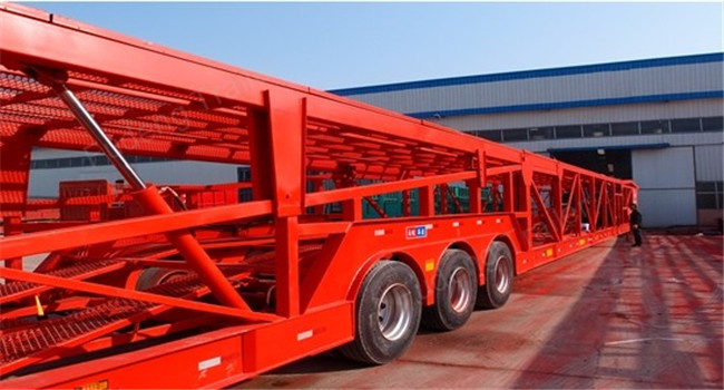 Tri-Axles 10 Car Transporter Trailer , Auto Vehicle Transport Trailer