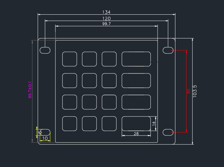 Industrial Metal Embedded Keyboard 16 Buttons Type , Custom Font Keyboard