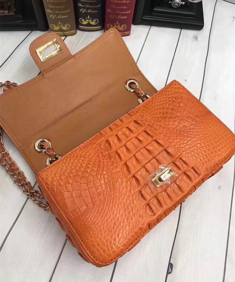 Genuine Crocodile Skin Lady Flap Purse Female Single Cross Shoulder Bag Real Alligator Leather Women's Messenger Bag