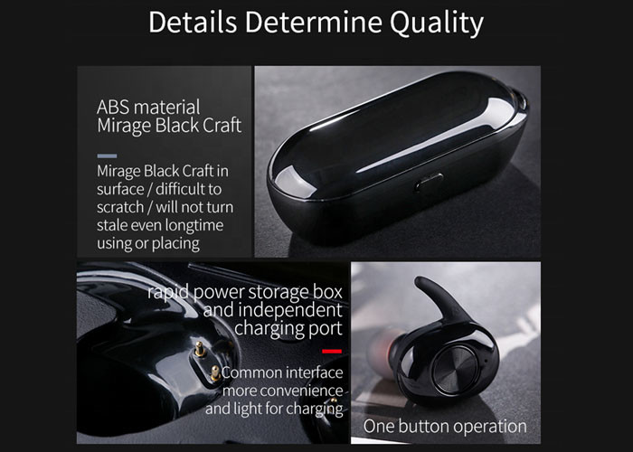 ABS True Best Noise Cancelling Earbuds / IPX7 Waterproof Bluetooth Stereo Earphone