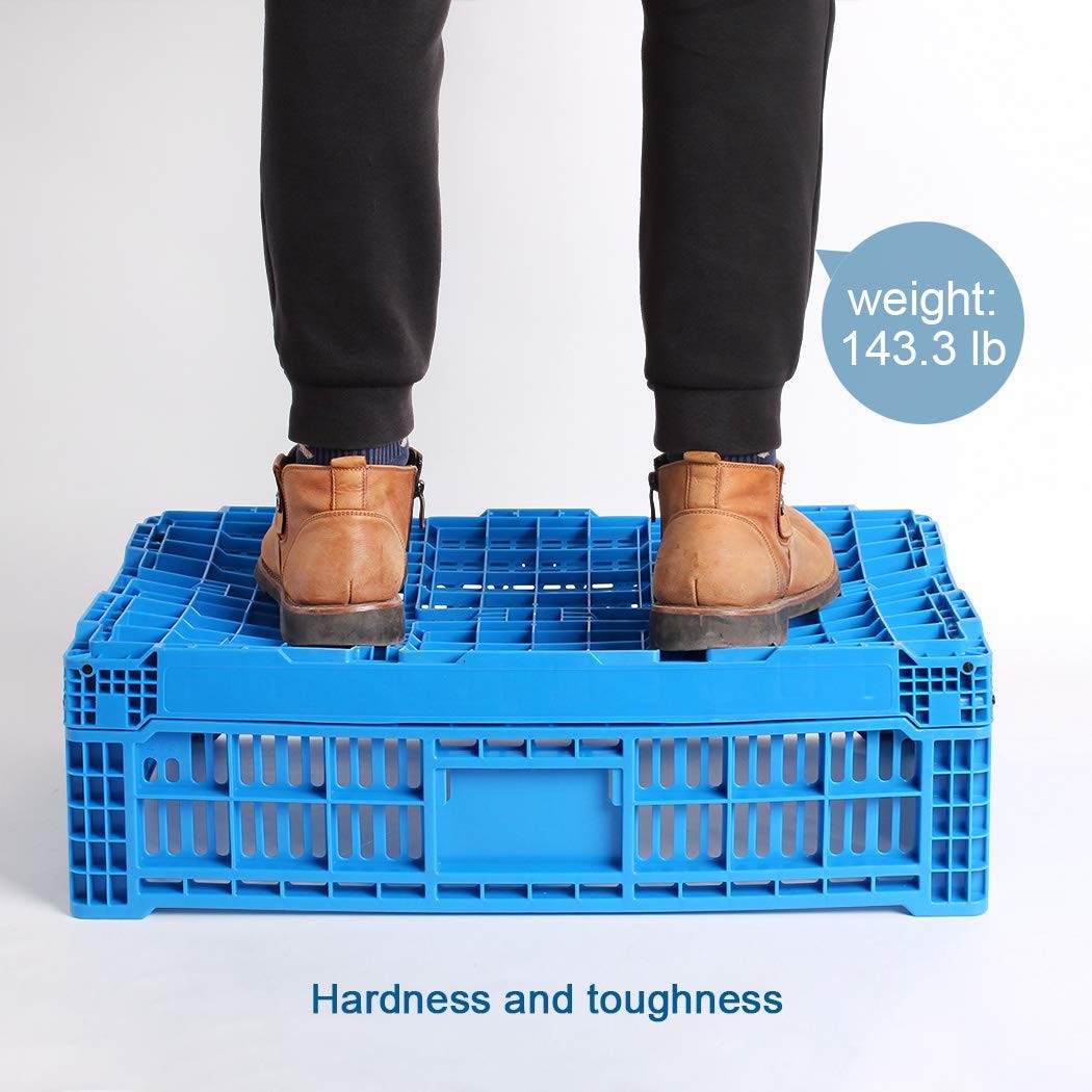 Sonsill Green Vegetable Storage Reusable Collapsible New PP Plastic 32 Liters Crate
