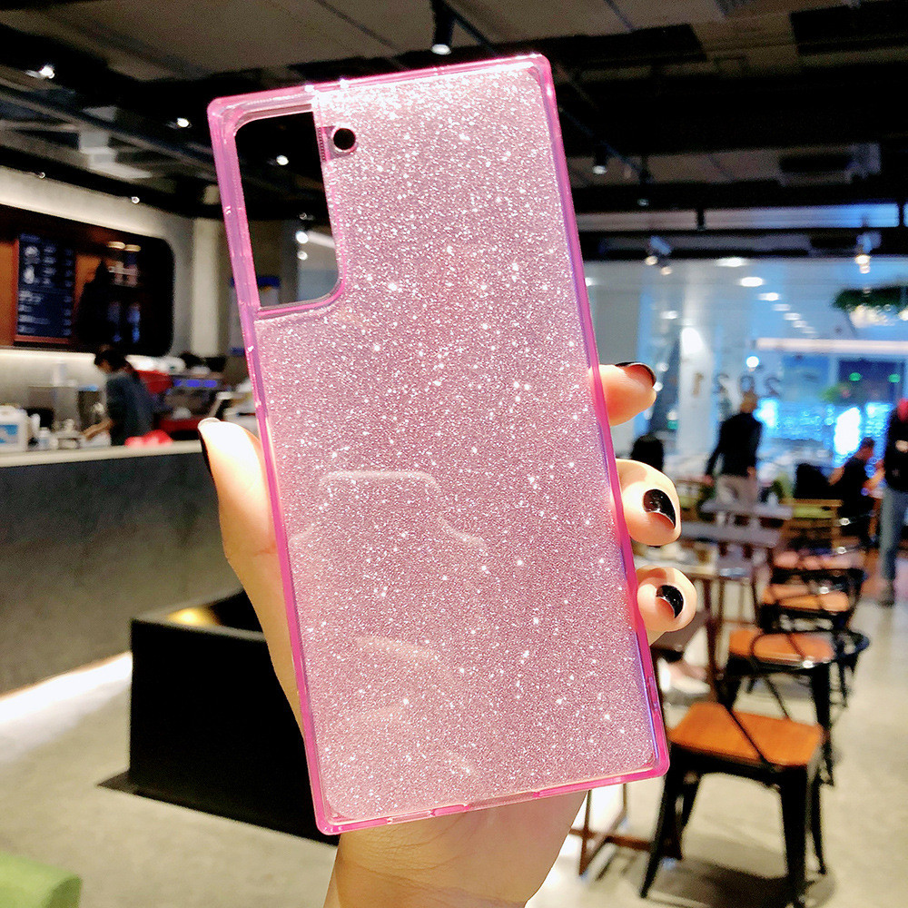 1.5mm Shockproof Phone Cases Neon Square Shape Decorated With Glitter Paper