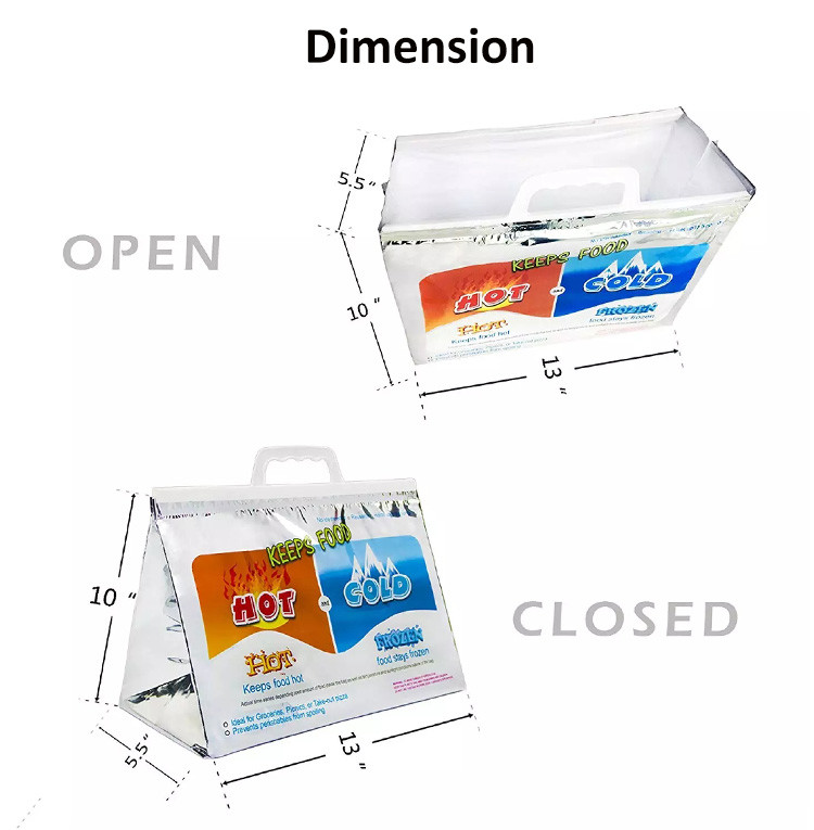 30lbs Hot And Cold Insulated Bags , Aluminum Foil Takeaway Carrier Bags