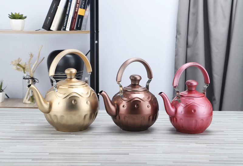 Household water kettle long handle coffee pot 1L multicolor stainless steel water boiler