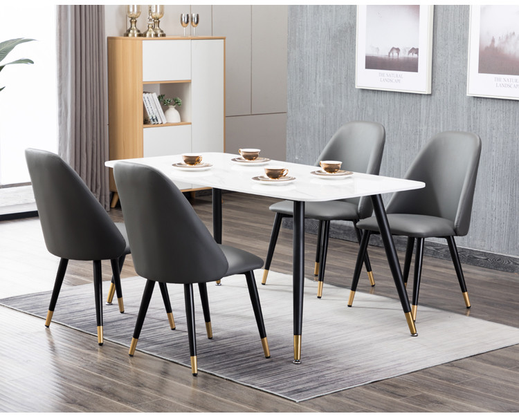 High Back Leather Dining Room Custom Made Furniture With Metal Legs Custom Design