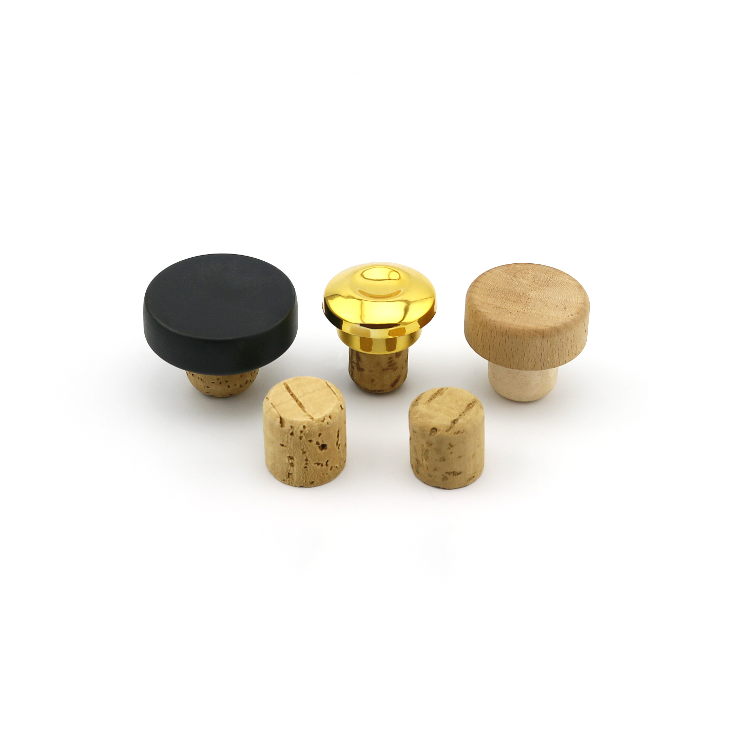 Factory wholesale Wooden Top Wine Bottle Synthetic Cork Stopper Cork Polymer Stopper with cap