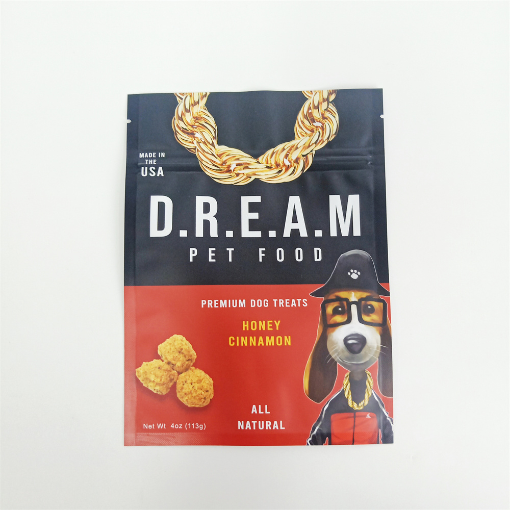 3 Side Seal Aluminum Foil PE Pet Dog Food Bag With Zipper Top