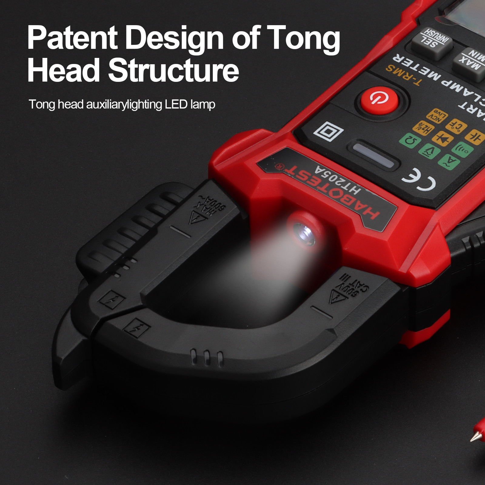 HT205 Clamp Meter Auto Range True RMS NCV DC AC Voltage Inrush Current Temperature Tester Automatic Voltmeter