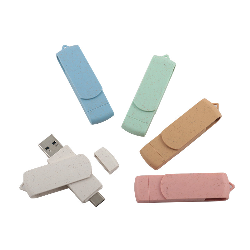 Customized Vibrant Beige USB With Laser Engraved Logo Recyclables Materials