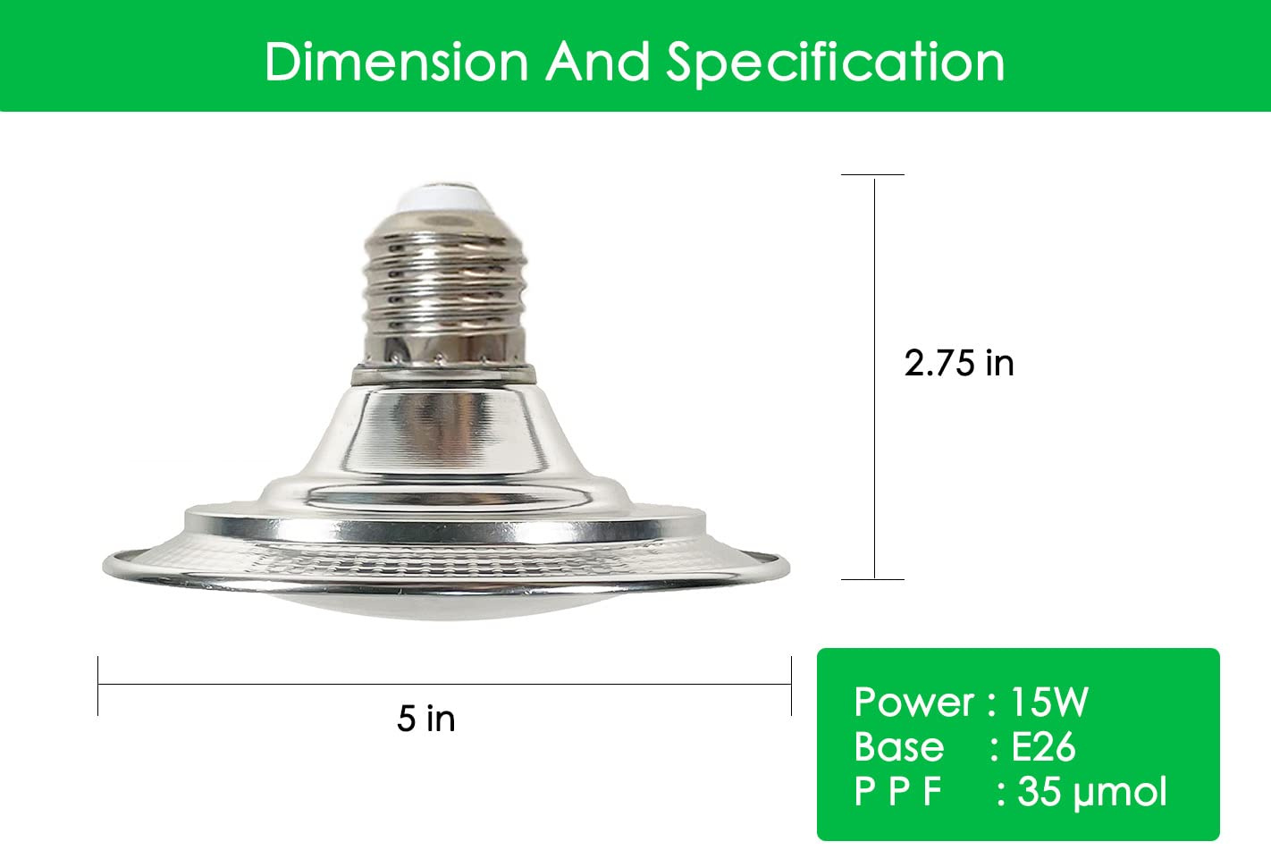 15Watts Full Spectrum Aluminum LED Plant Growth Light Bulb for Indoor Plants High PPF