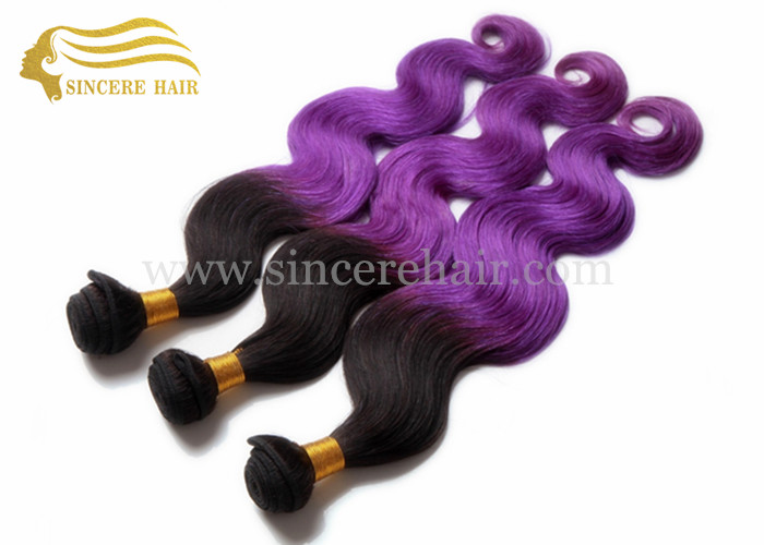 55 CM Body Wave Ombre Purple Hair Extensions Machine Weft for sale - 22" Body Wave Ombre Hair Weft Extension for Sale