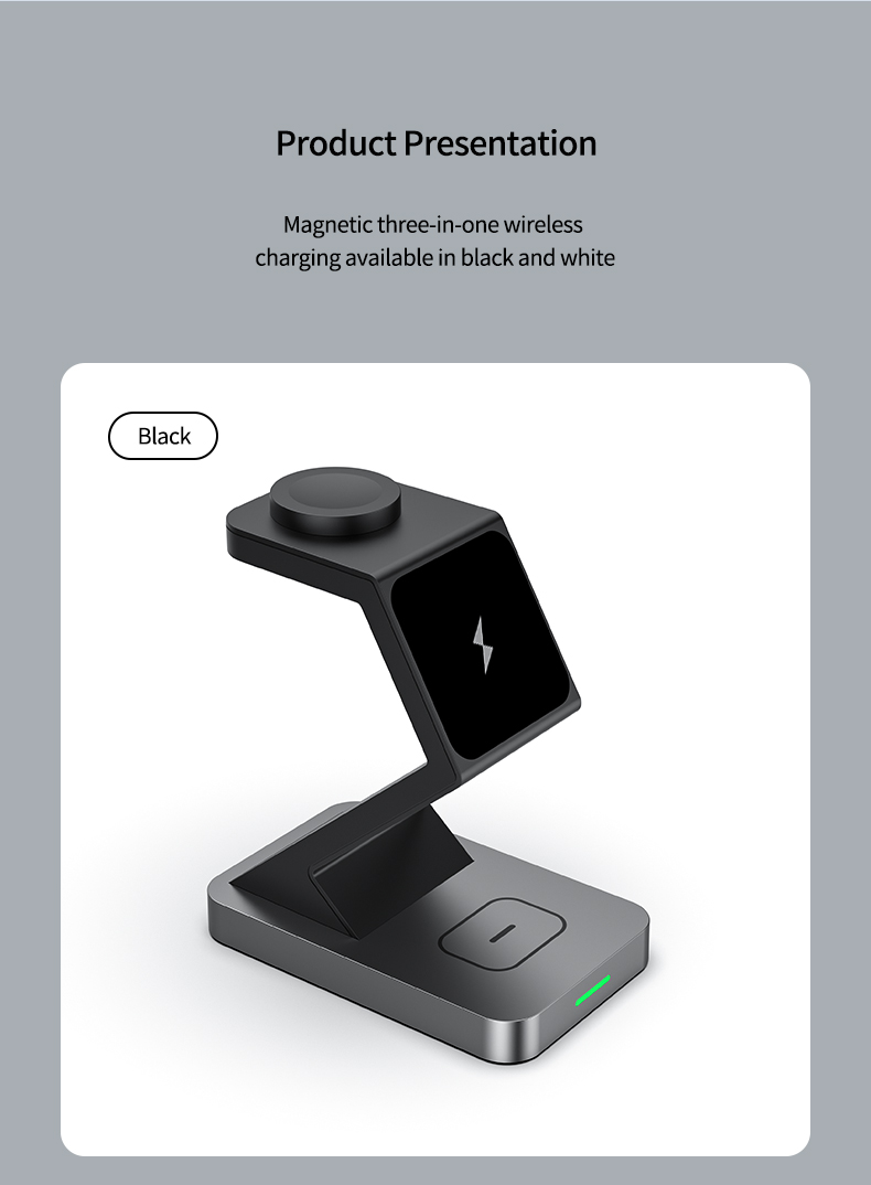 15W Maximum Output Power 3 In 1 Wireless Charger for iPhone 12 13 14 15 Type C Input Port