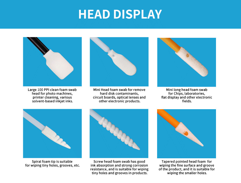 Foam Tipped Swabs Cleaning Swabs Sponge Swabs Stick for Camera Cleanroom Optical Lens