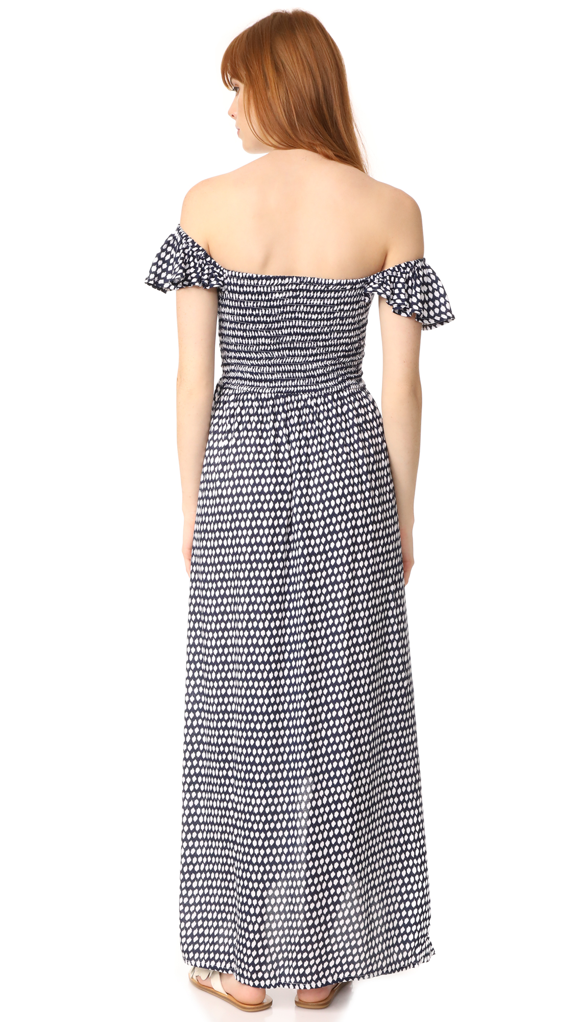 Clothes Woman Printed Off Shoulder Rayon Bohemian Maxi Dress