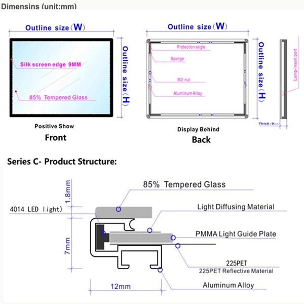 KFC Slim Snap Frame LED Advertising Light Box / Outdoor LED Menu Board