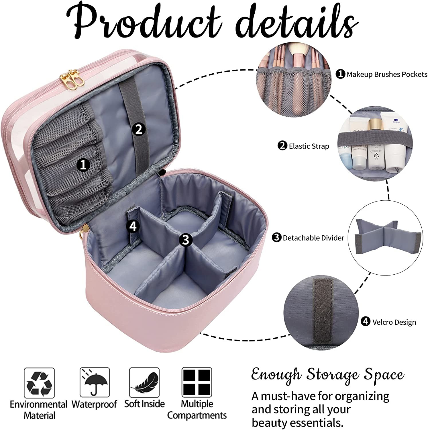 Multi-functional and waterproof Double Layer Large Makeup Organizer Bag Toiletry Bag