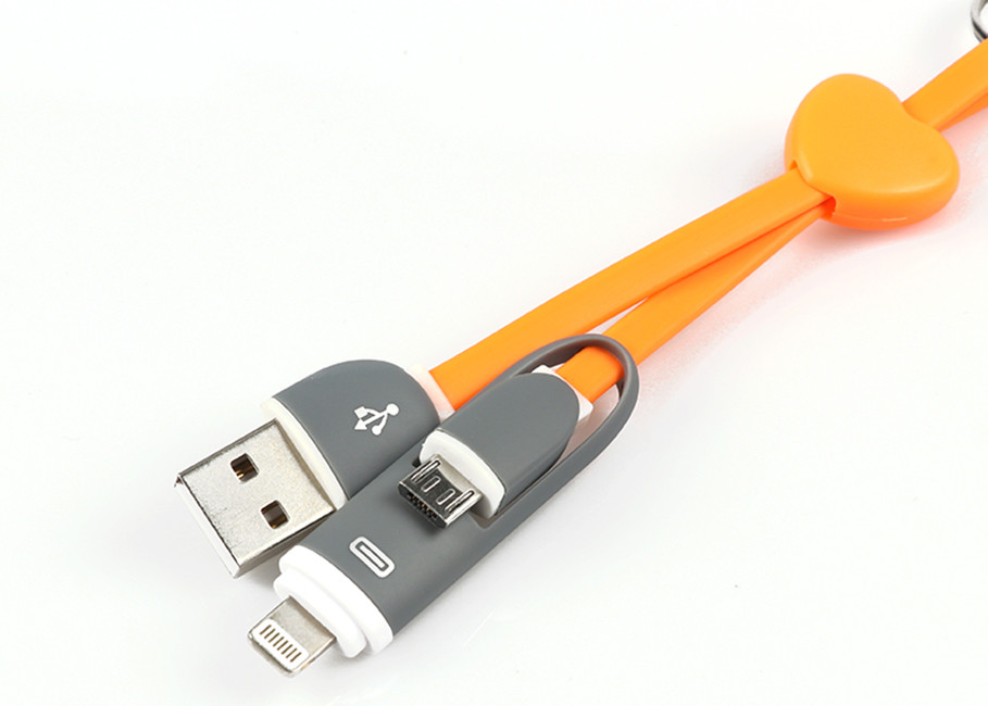 Core TPE 2 In 1 USB Extension Cord , IPhone Samsung Huawei Xiao Mi USB Extension Power Cable