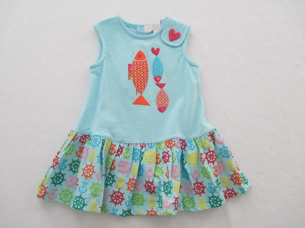 Cute Fish Puff Print Jersey Top Baby Girl Two Piece Sets All Over Print Jersey Panty