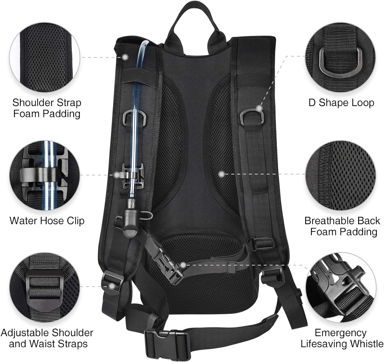 Hydration Backpack with 3L TPU Water Bladder, Tactical Molle Water Backpack for Men Women, Hydration Pack for Hiking