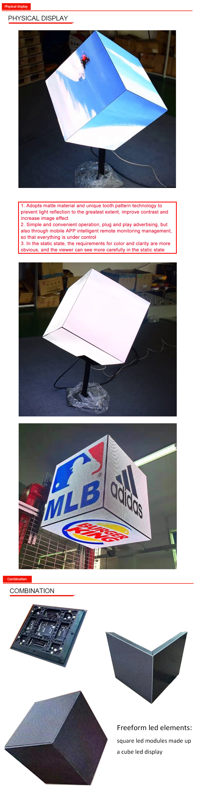 5 Faces Indoor Advertising LED Cube Display Magic Shaped Screen P2.5