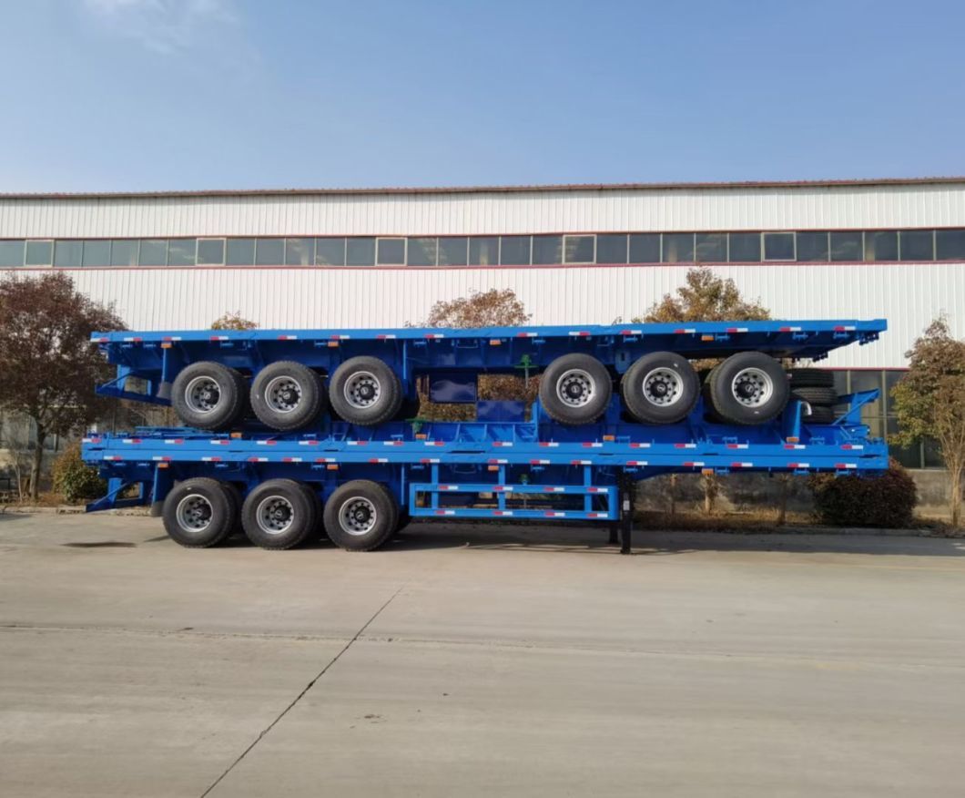 Shipping 40 Feet Container Transport 3 Axle Flatbed Semi Trailer