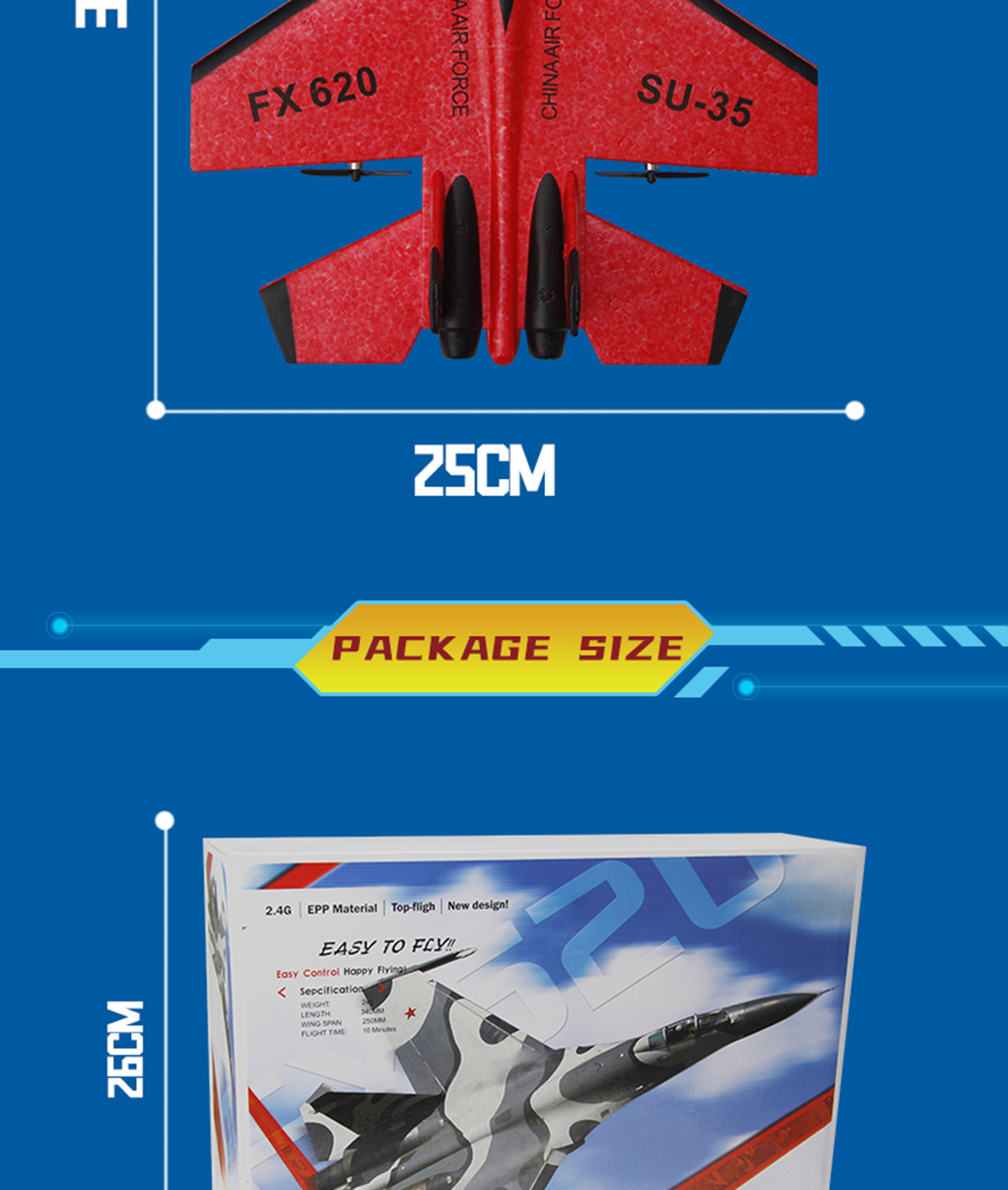 2.4g Frequency Epp Foam Airplane Fx-620 Rc Glider Su-35 Rc Airplane Remote Control Fighter Hobby Plane Glider Airplane Toys