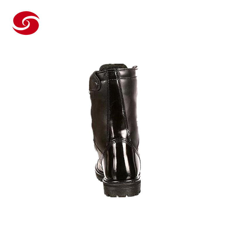 Black Full Leather Military Police Duty Boots for Man
