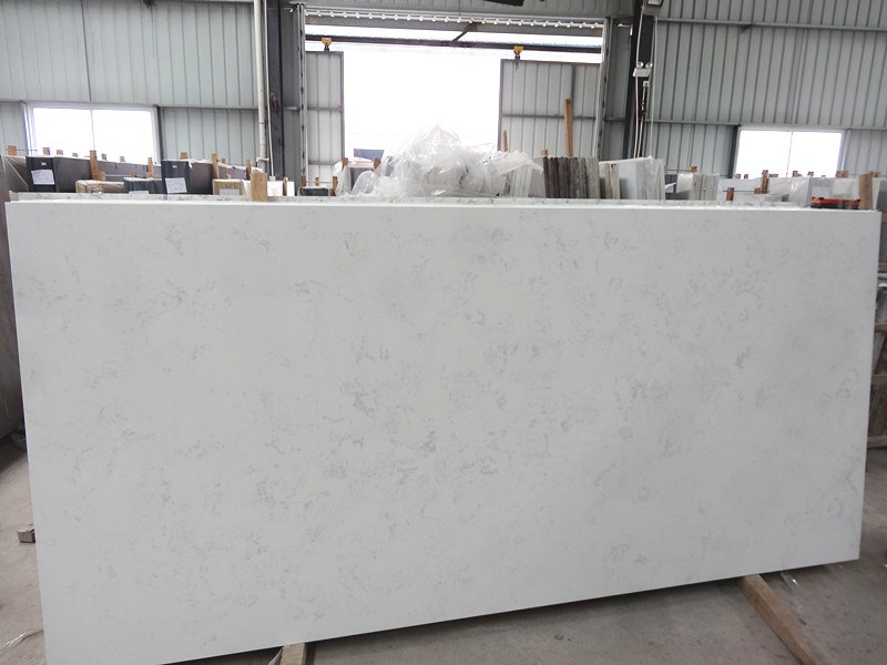White carrara quartz stone slab