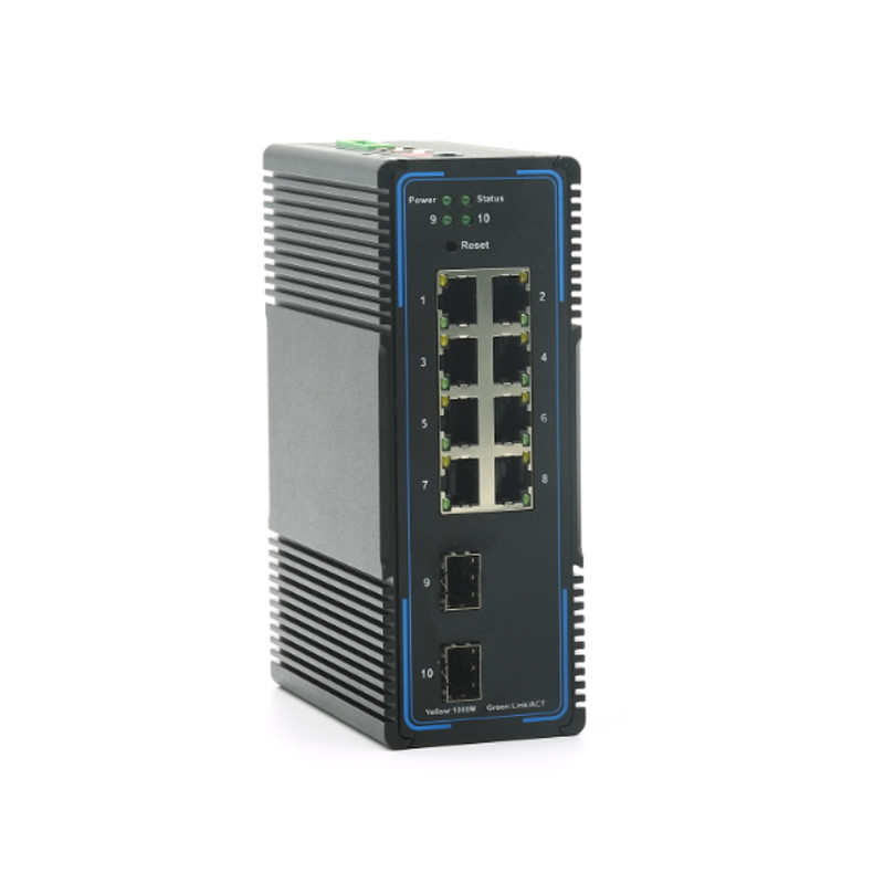 Managed Industrial SFP Ethernet Switch 2*1000M SFP to 8*10/100/1000Mbps RJ45 Port SNMP Web Managed Converter