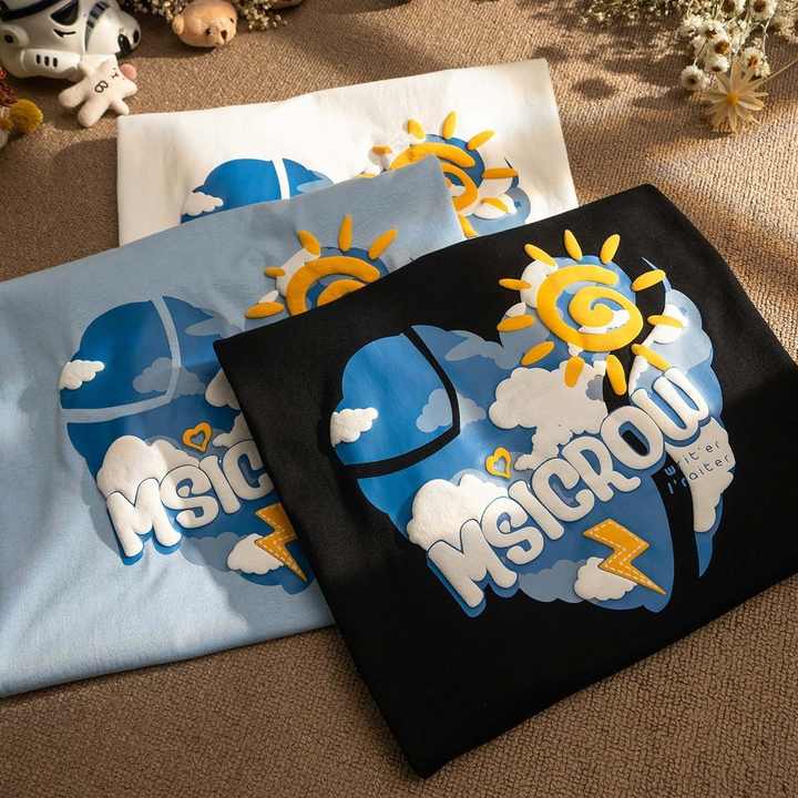 Custom Logo 3D Foam Puff Print Graphic T Shirt in Supima Cotton for Men's Streetwear