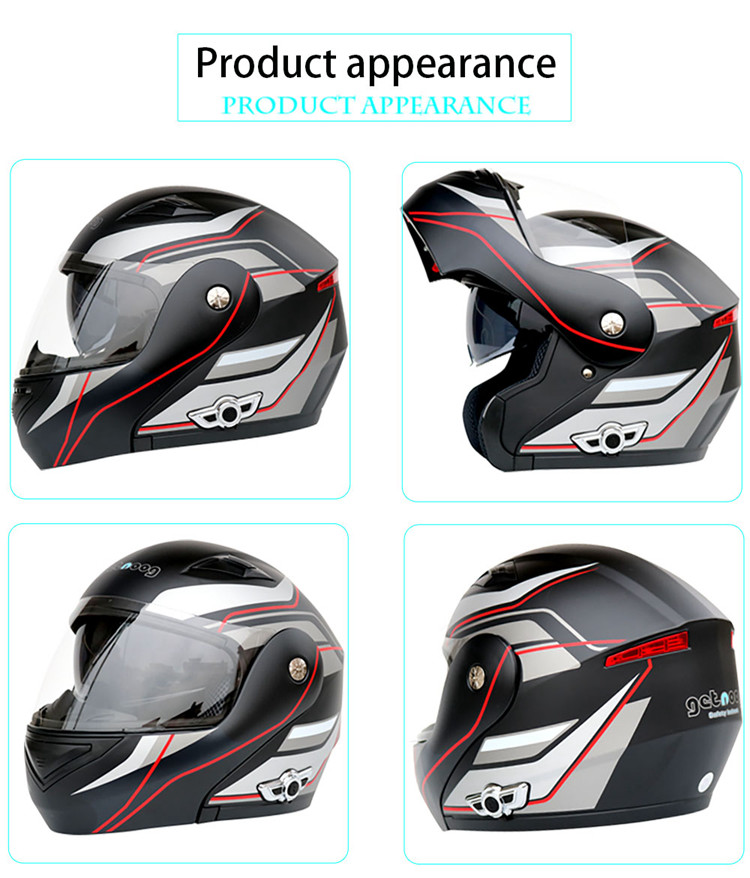 Flip up Dual Lens full face Motorcycle Helmet with Built-in Integrated Bluetooth Intercom system