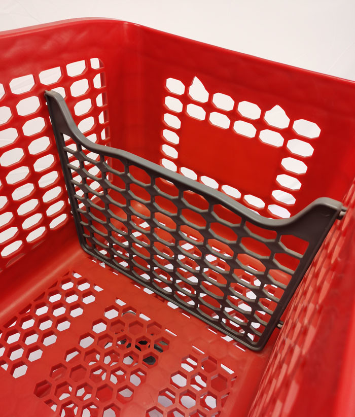 Supermarket Plastic Basket Trolley Lightweight With Plastic Partition OEM ODM