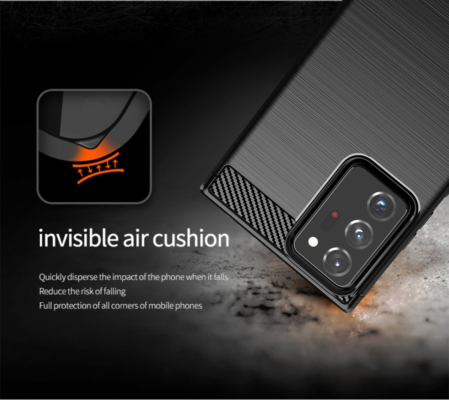 Luxury Shockproof Phone Cases Carbon Fiber TPU Back Cover Anti Slip