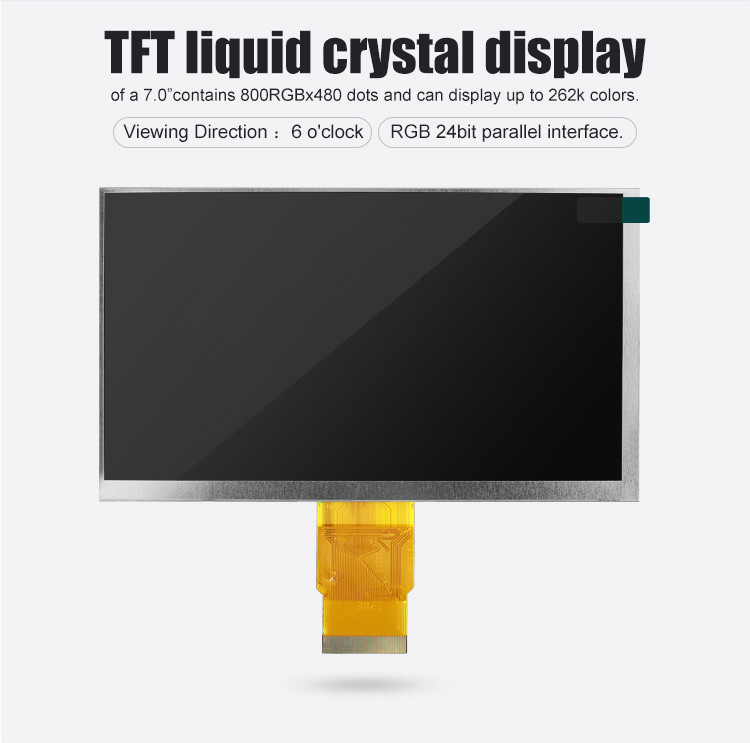 Polcd ISO9001 300 Nits 7 Inch Touch Tft Lcd RGB 24 Bit 800x480 Lcd Display