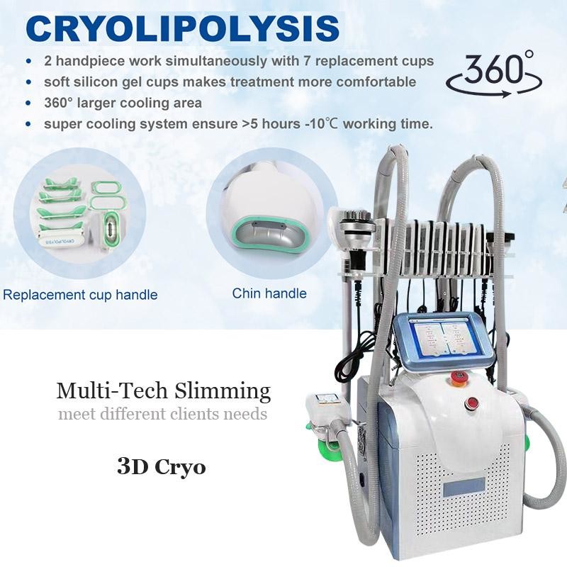 LF-249 HOT portable 360 degree cryolipolysis machine, multifunction cavitation rf lipo laser cryo slimming machine