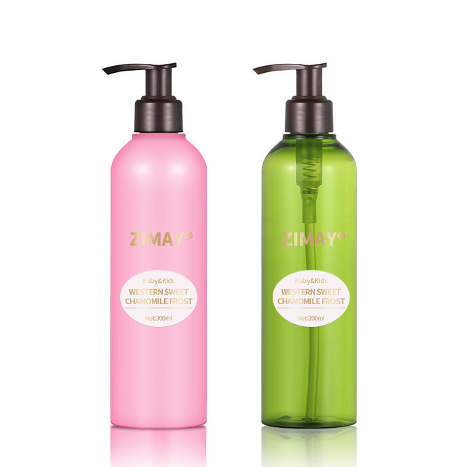 round Cosmetic Lotion Bottle , 54mm Green empty body lotion bottles 300ML