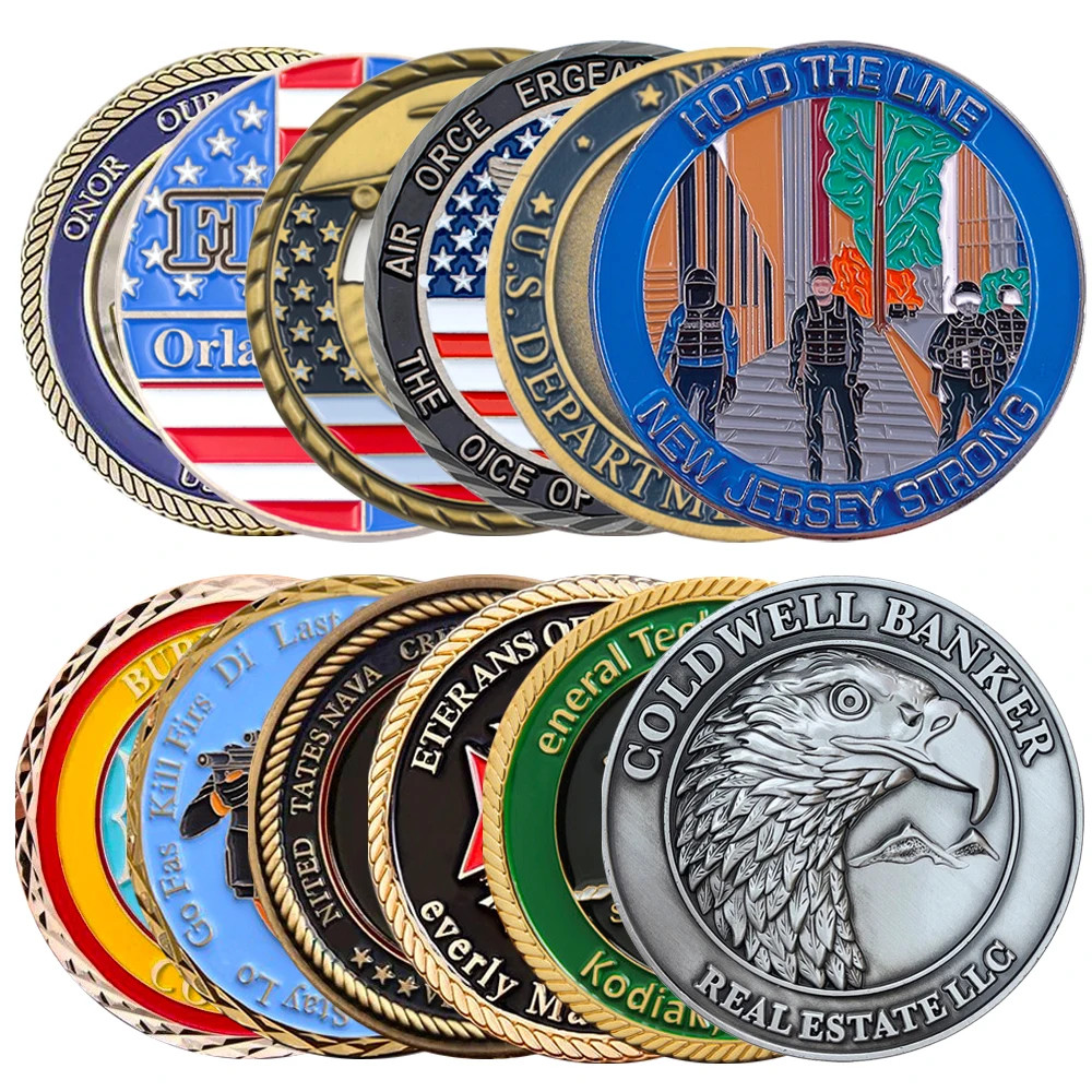 Commemorative Souvenir Gold Silver Brass Coin Customize 3D Metal Challenge Coin