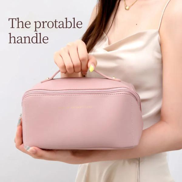 Large Capacity Travel Cosmetic Bags Multifunctional Storage Makeup Bag PU