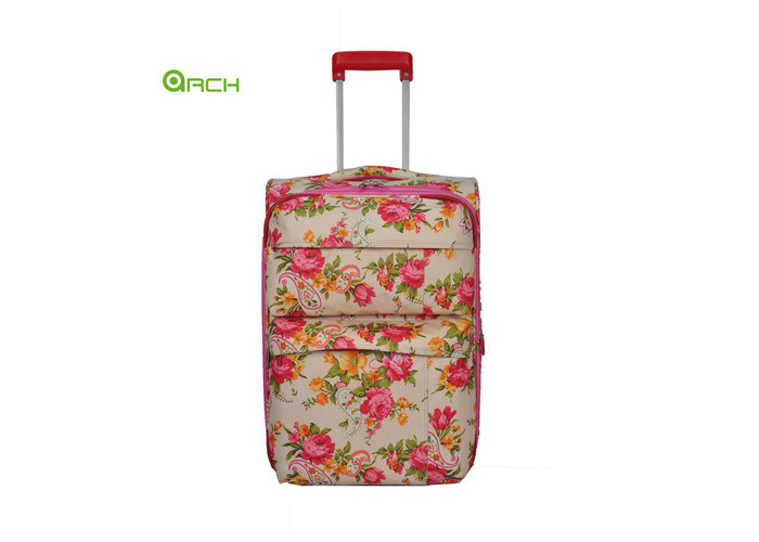 Skate Wheels Printing Tapestry Trolley Luggage With Two Pockets