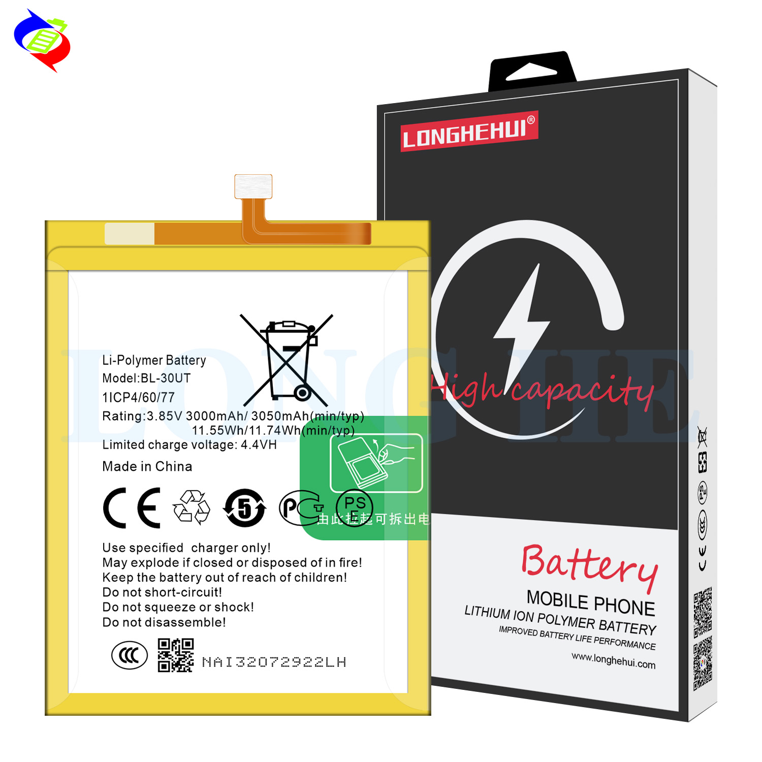 Tecno CA6 CM 3.85V Phone BL-30UT Battery 3050mAh Rechargeable Batteries with Coding