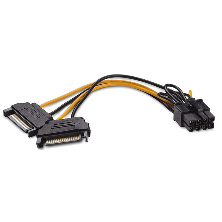 Splitter 8 Pin PCIe Express Male to Dual 15 pin Sata Power Adapter ATX Cable