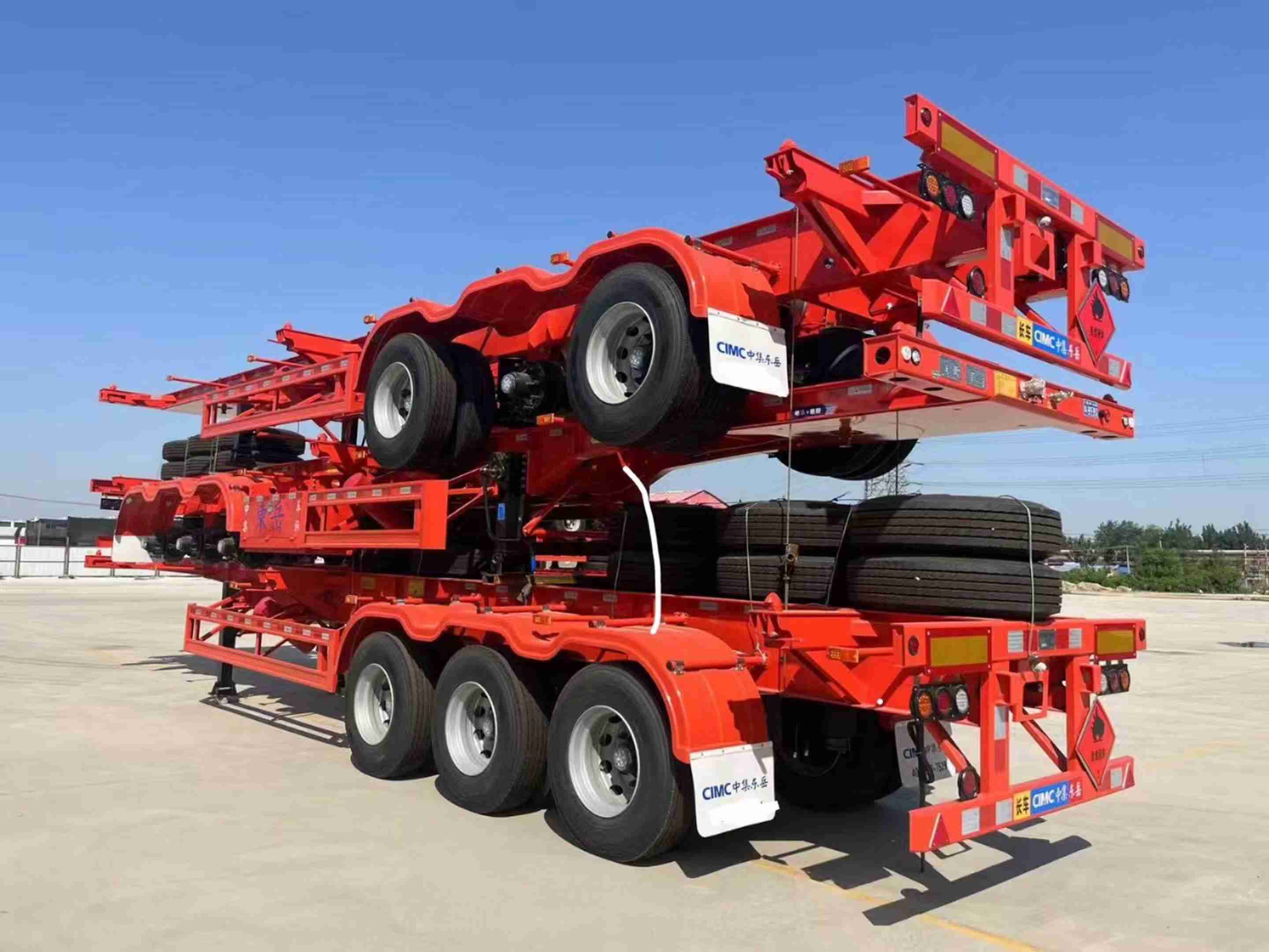 20001-25000 kg Max Payload CIMC Axle's 3-Axis Container Chassis Frames