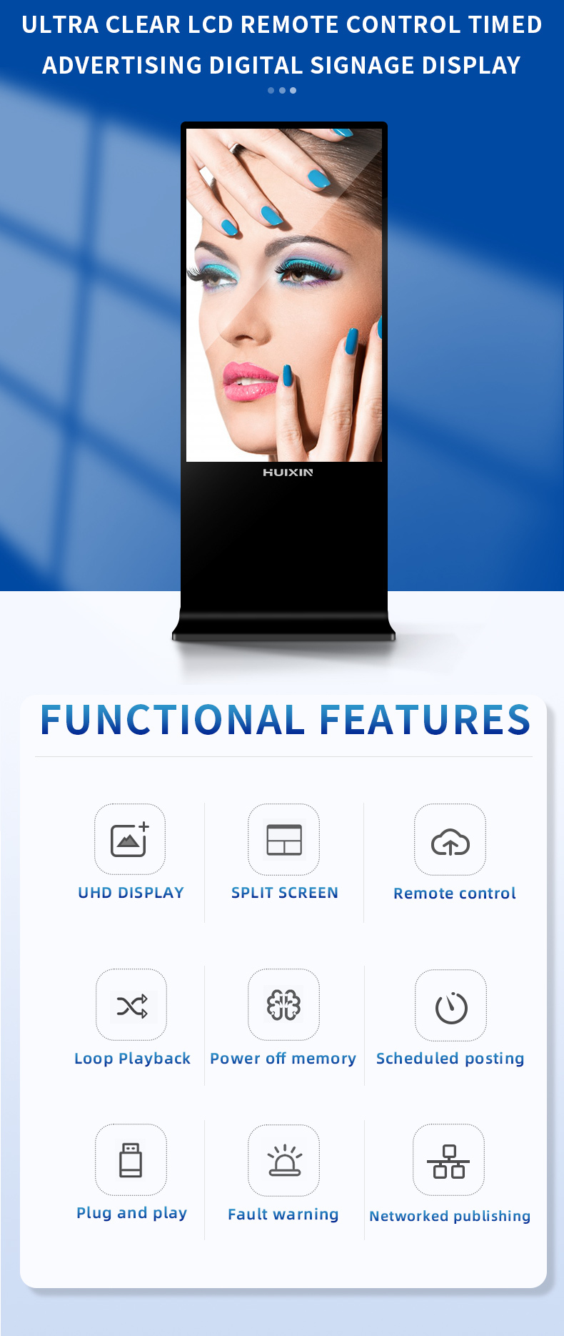 High Brightness Floor Standing Advertising Digital Signage Display Kiosk Digital Signage and Displays